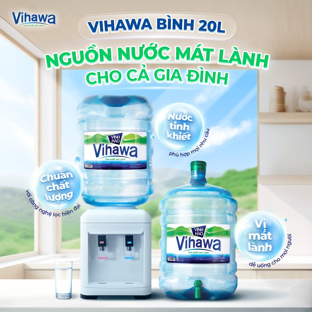Nước bình Vihawa 20L chính hãng Vĩnh Hảo