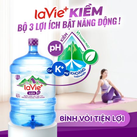 Bình nước Lavie+ Kiềm có vòi 18.5L - Nước khoáng thiên nhiên bổ sung kiềm